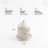 Jiwar - Small Lantern Candle Holder - Beige & Silver