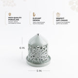 Jiwar - Small Lantern Candle Holder - Mint Green & Silver
