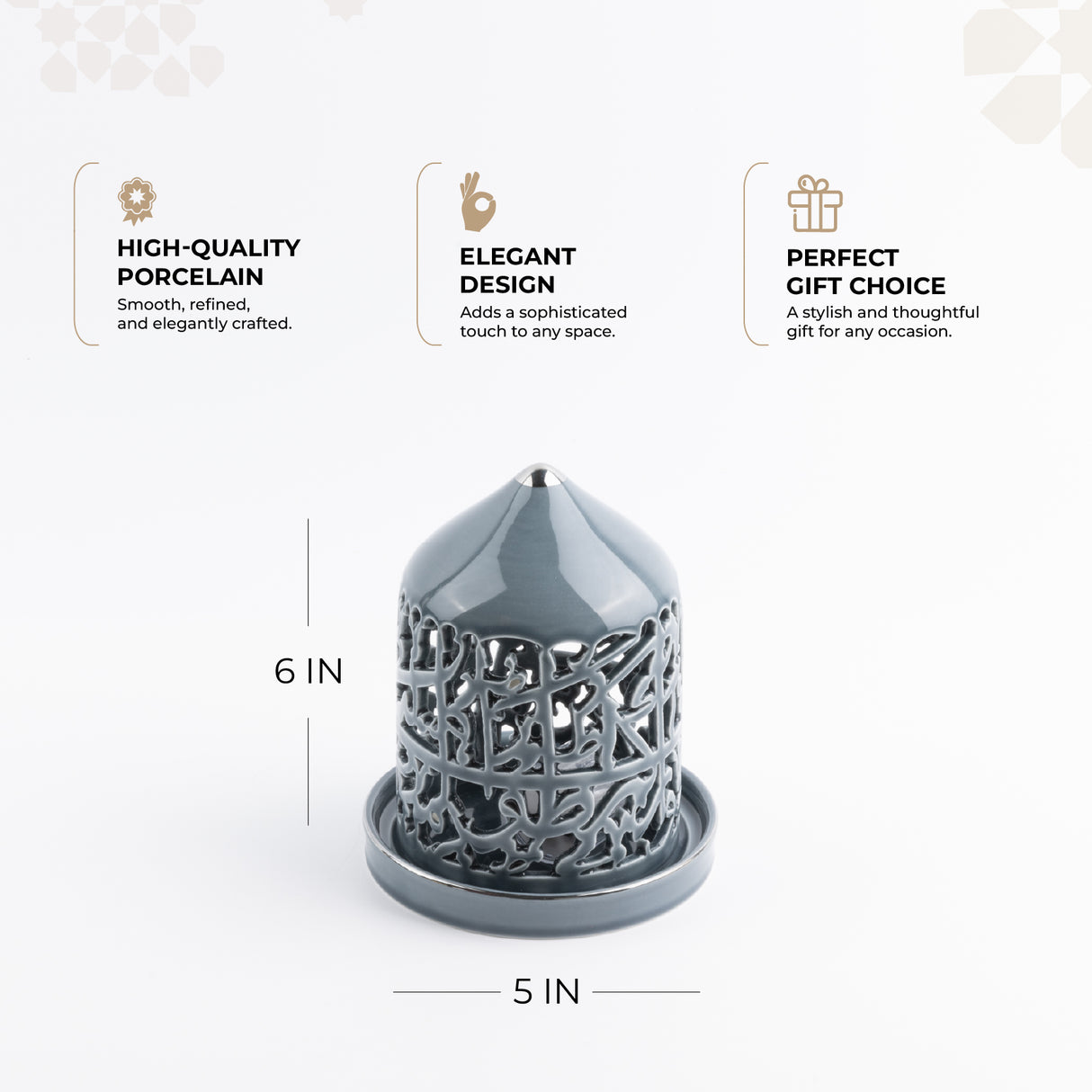 Jiwar -Small Lantern Candle Holder - Haze Blue & Silver