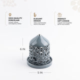 Jiwar -Small Lantern Candle Holder - Haze Blue & Silver