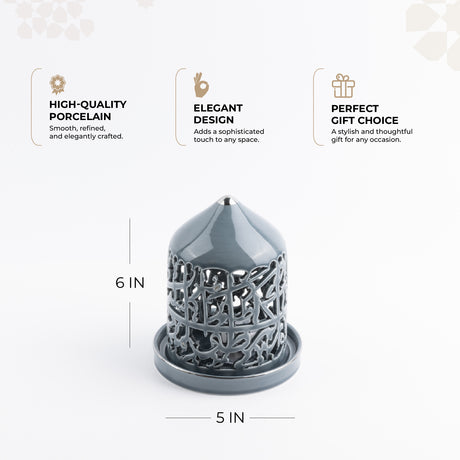 Jiwar -Small Lantern Candle Holder - Haze Blue & Silver