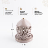 Jiwar - Medium Lantern Candle Holder - Lavender & Gold