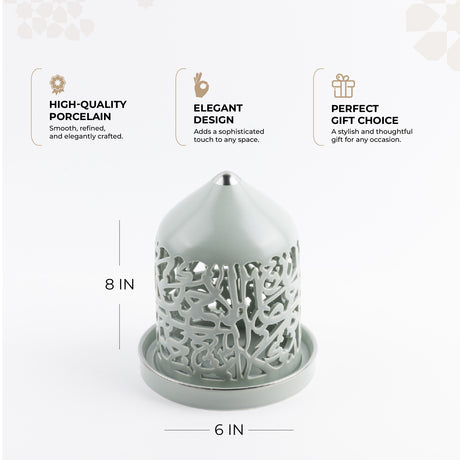 Jiwar - Medium Lantern Candle Holder - Mint Green & Silver