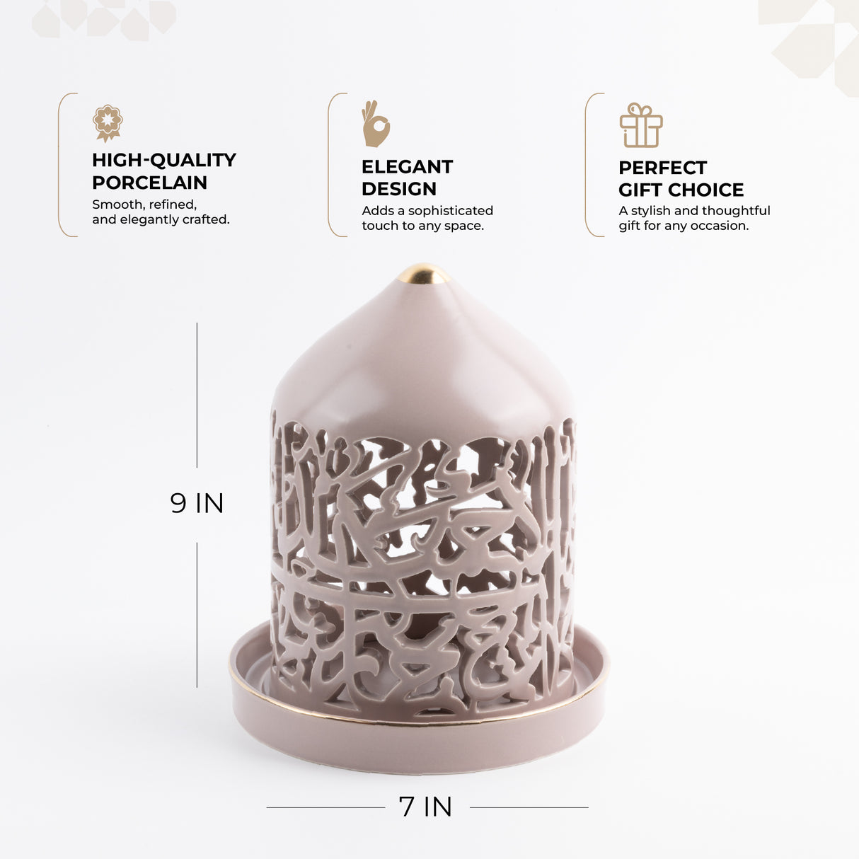 Jiwar - Large Lantern Candle Holder - Lavender & Gold
