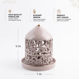 Jiwar - Large Lantern Candle Holder - Lavender & Gold