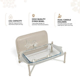 Jiwar - Medium Twin Candle Pyrex Chafer- Beige & Silver
