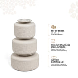 Jiwar - Food Thermos/Warm Serv (Set of 3)- Beige & Silver