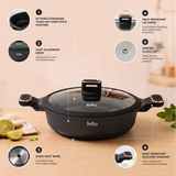 Julia Elite Pro Plus 11" Nonstick Shallow Cooking Pot with Lid – Black