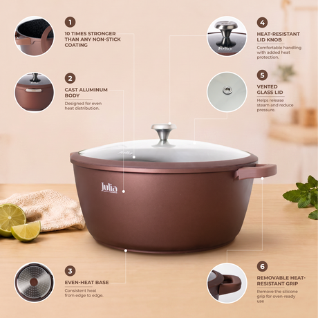 Julia Elite Mocha 16" Nonstick Cooking Pot with Lid – Mocha