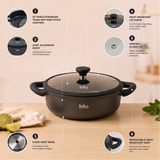 Julia Onyx 11" Nonstick Shallow Cooking Pot with Lid – Onyx Black