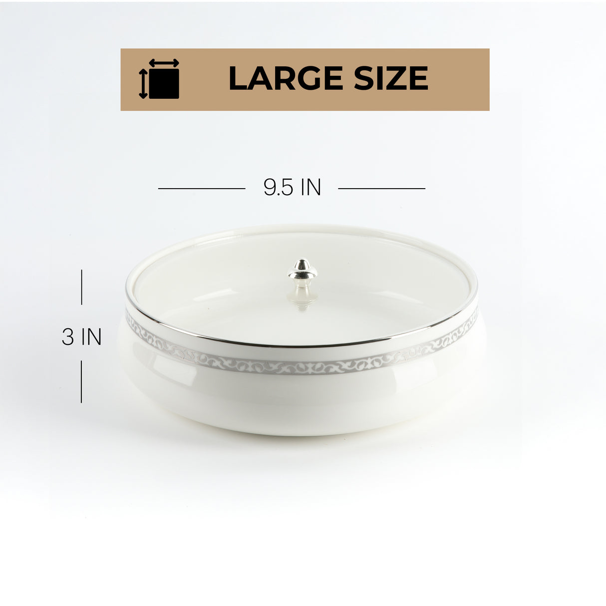 Naqsh - Large Decorative Canister - White & Silver