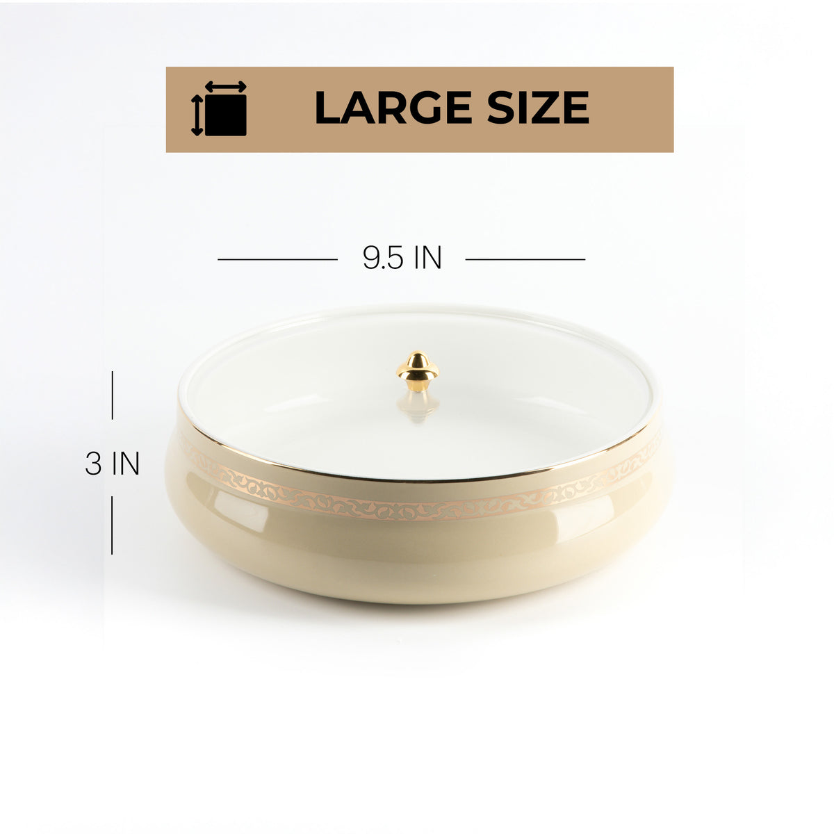 Naqsh - Large Decorative Canister - Ivory & Gold