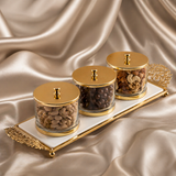 Limited Edition - Snack Serving set (3 Bowls)- White & Gold