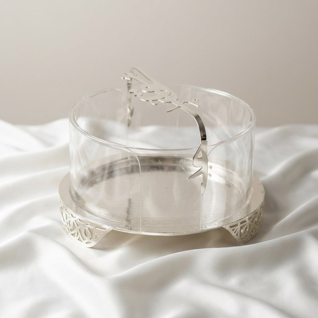 Liqa'a - Large Sleek Plate Stand - Silver