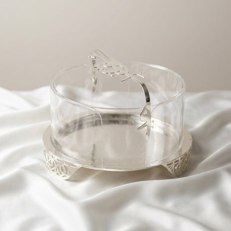 Liqa'a - Large Sleek Plate Stand - Silver