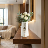 Liqa'a - Medium Decorative Vase - Pearl White & Gold