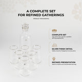 Mirral- Jug with 6 Tall glass cups - Silver