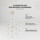 Mirral- Jug with 6 Tall glass cups - Gold