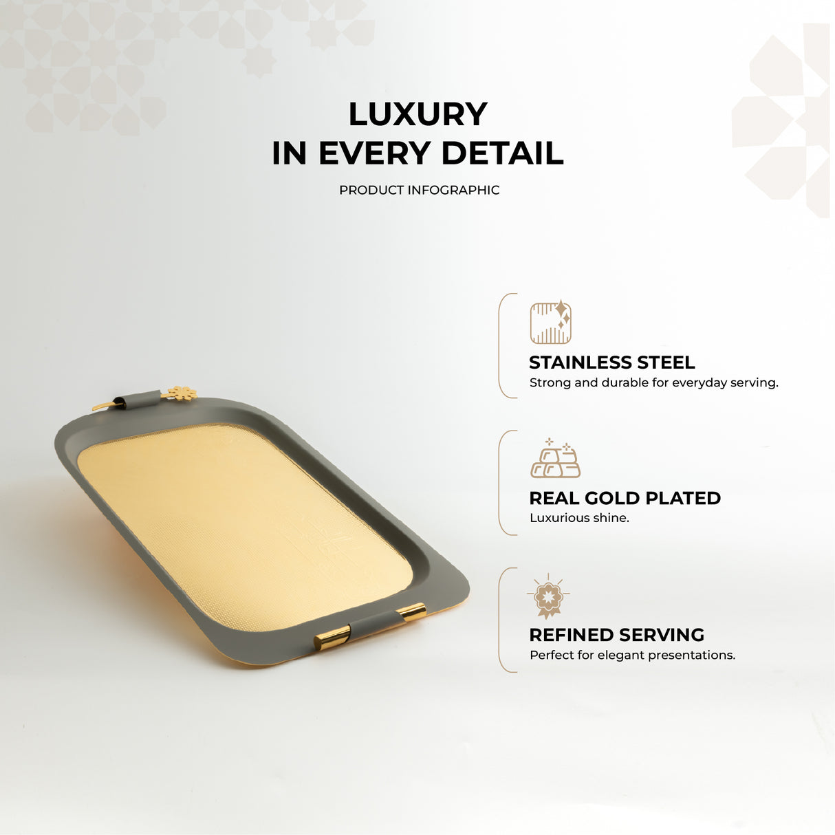 Mirral - Serving Tray - Grey & Gold