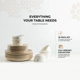 Mirral - Dinner Set (18-Pc) - Beige & Gold