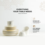 Mirral - Dinner Set (18-Pc) - White & Silver