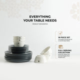 Mirral - Dinner Set (18-Pc) - Dark Blue & Silver