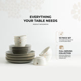 Mirral - Dinner Set (18-Pc) - Grey & Gold