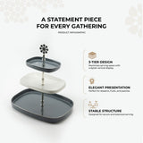 Mirral - 3 Tier Plate - Dark Blue & Silver
