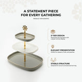 Mirral - 3 Tier Plate - Grey & Gold