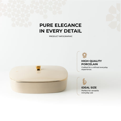 Mirral - Large Decorative Canister - Beige & Gold