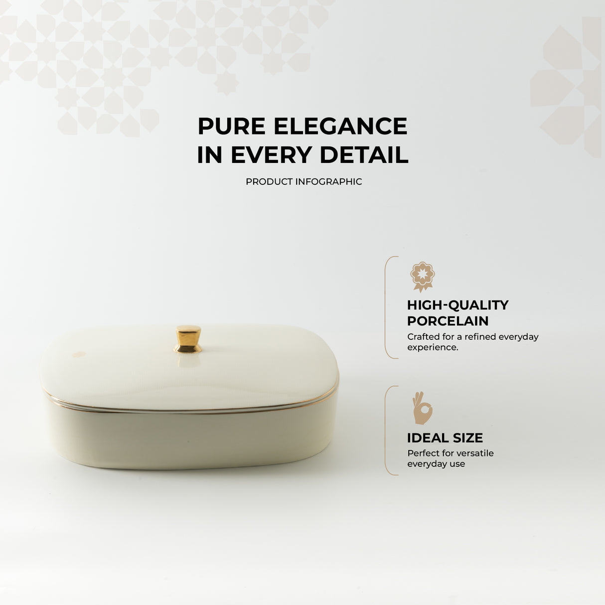 Mirral - Large Decorative Canister - White & Gold
