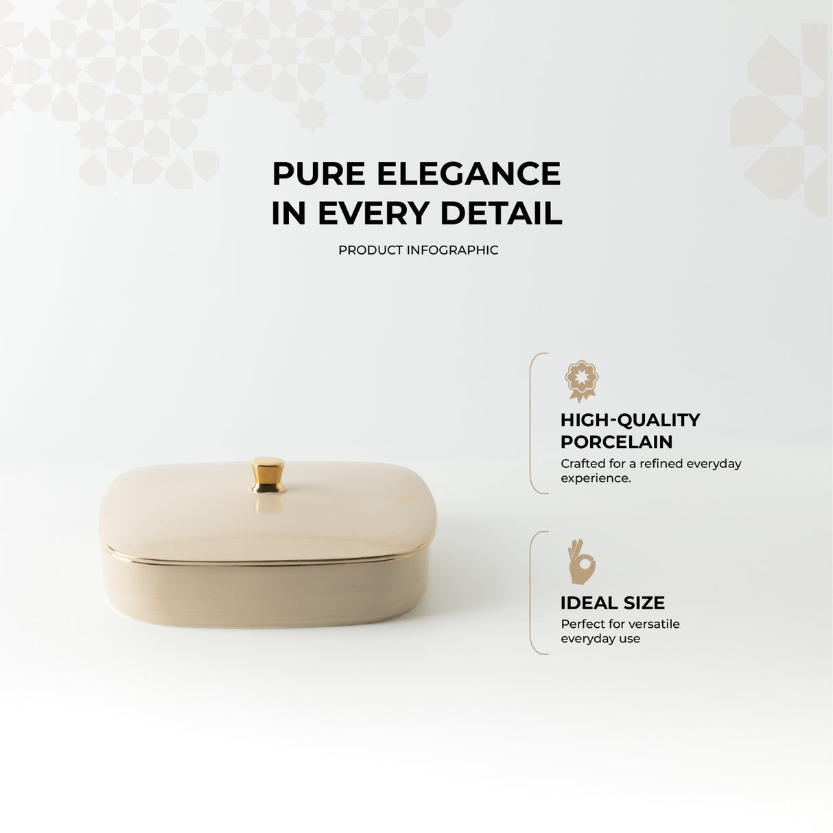 Mirral - Medium Decorative Canister - Beige & Gold