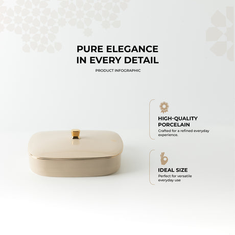 Mirral - Medium Decorative Canister - Beige & Gold