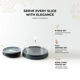 Mirral - Cake Set (9-Pc) - Dark Blue & Silver