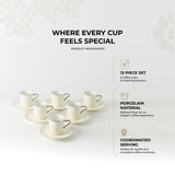 Mirral - Espresso/Turkish Coffee Set (12-Pc) - White & Silver