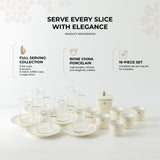 Mirral - Tea Set (19-Pc) - White & Silver