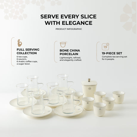 Mirral - Tea Set (19-Pc) - White & Silver