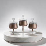 Nourhan - Triple Bowl Serving Set - Bronze & Silver