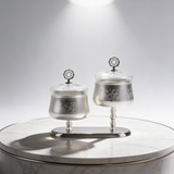 Nourhan - Dual Bowl Serving Set - Silver