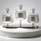 Nourhan - Triple Bowl Serving Set - Silver