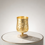 Nourhan - Medium Candle  Holder - Gold & Beige