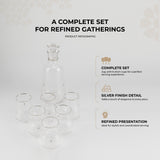 Nourhan - Jug with 6 Short glass cups - Silver