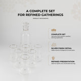 Nourhan - Jug with 6 Tall glass cups - Silver