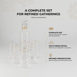 Nourhan - Jug with 6 Tall glass cups - Gold