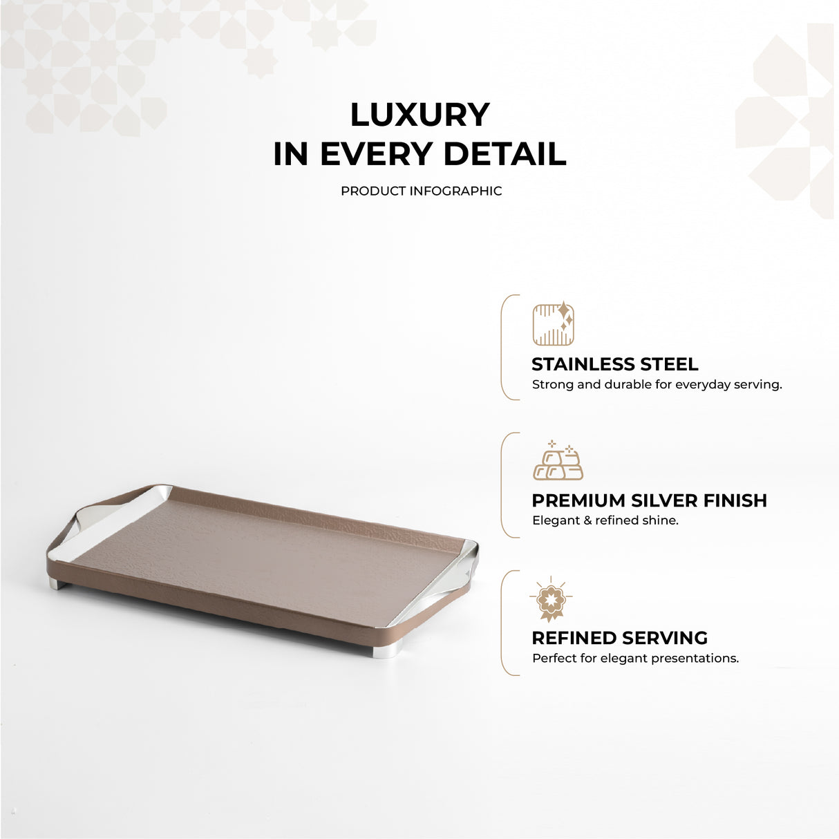 Nourhan- Serving Tray - Bronze & Silver