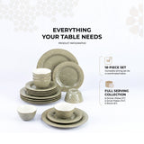 Nourhan - Dinner Set (18-Pc) - Soft Sage & Silver