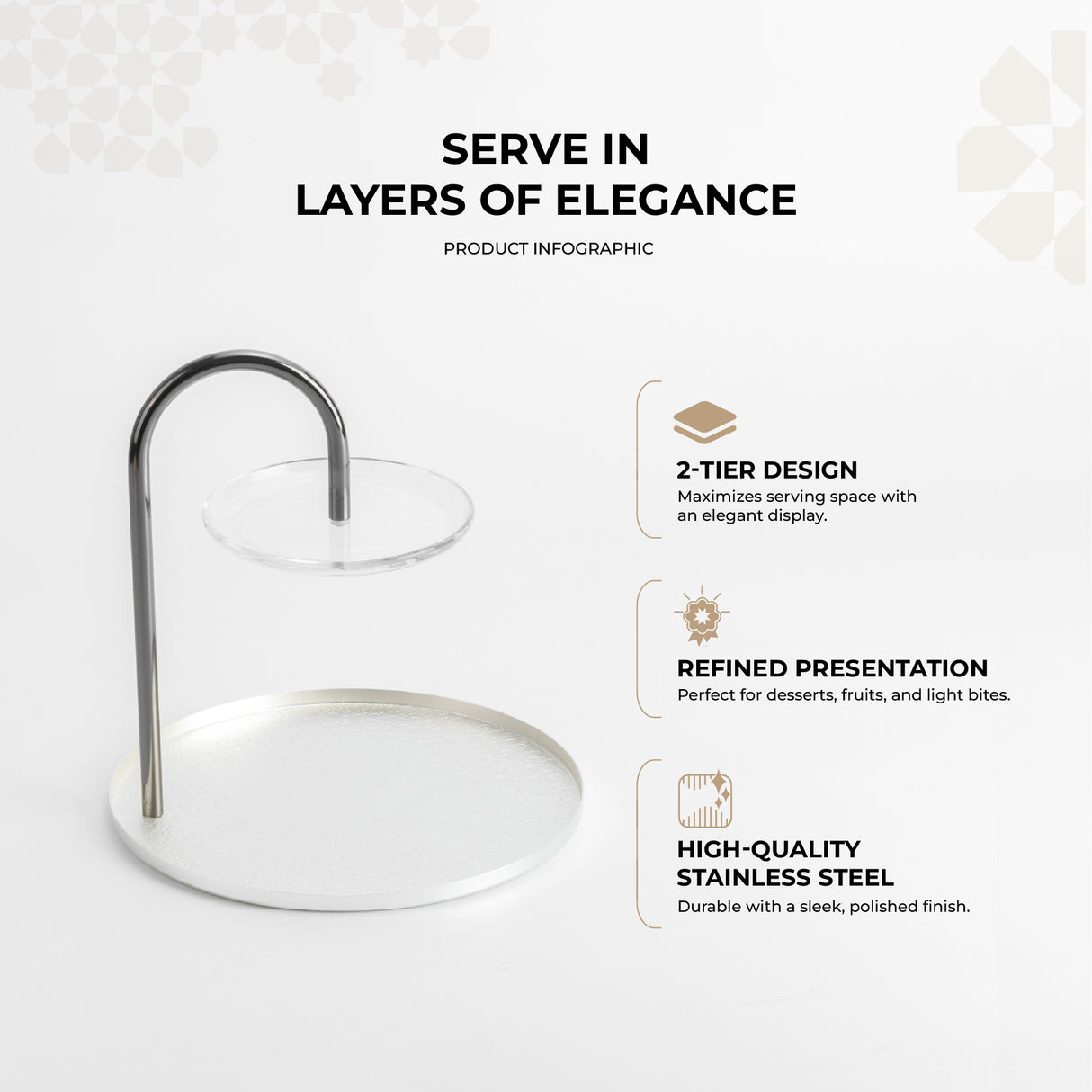 Nourhan - 2 Tier Plate - Silver