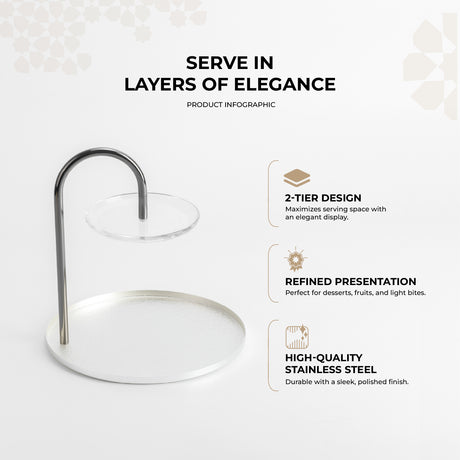Nourhan - 2 Tier Plate - Silver