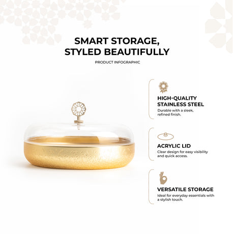 Nourhan - Large Canister - Gold & Beige