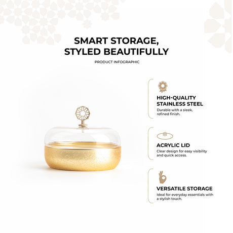 Nourhan - Medium Canister - Gold & Beige